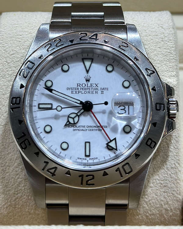 Rolex Explorer II 40MM Steel "Polar" White Dial (16570)