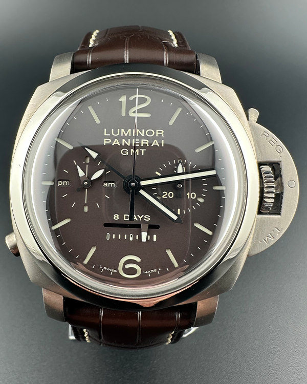 2010 Panerai Luminor 1950 8 Days Chrono Monopulsante GMT Titanium Brown Dial (PAM00311)