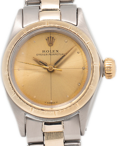 Rolex Oyster Perpetual Vintage 25MM Zephyr Champagne Dial Two-Tone Bracelet (6621)