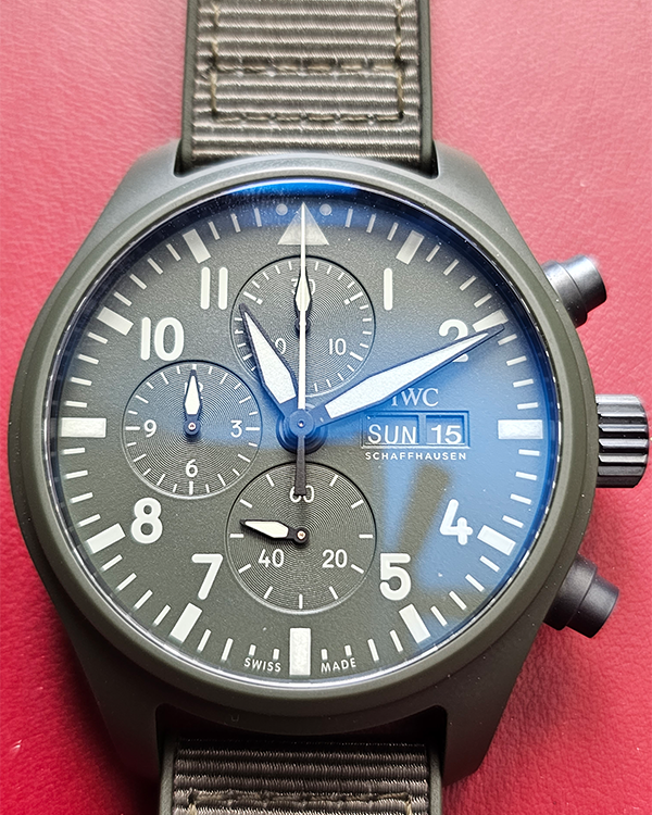 2022 IWC Pilot Chronograph Top Gun "Woodland" Ceramic Green Dial (IW389106)