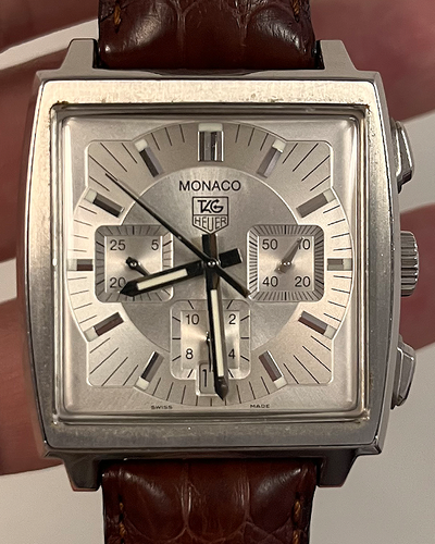 Tag Heuer Monaco 38MM Silver Dial Leather Strap (CW2112)