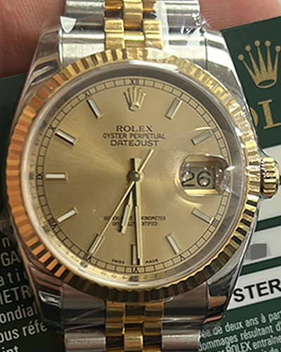 2010 Rolex Datejust 36MM Champagne Dial Two-Tone Jubilee Bracelet (116233)