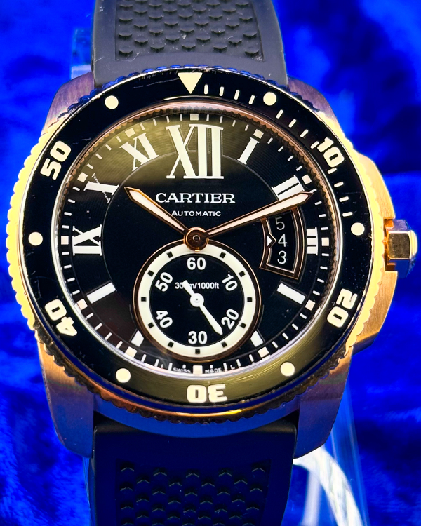 2019 Cartier Calibre de Cartier Diver 42MM Black Dial Rubber Strap (W7100052)