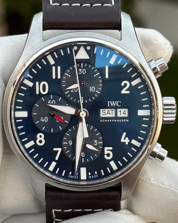 2019 IWC Schaffhausen Pilot Chronograph "Le Petit Prince" 43MM Blue Dial Leather Strap (IW377714)