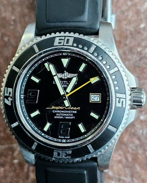 Breitling Superocean 44MM Black Dial Rubber Strap (A17391)