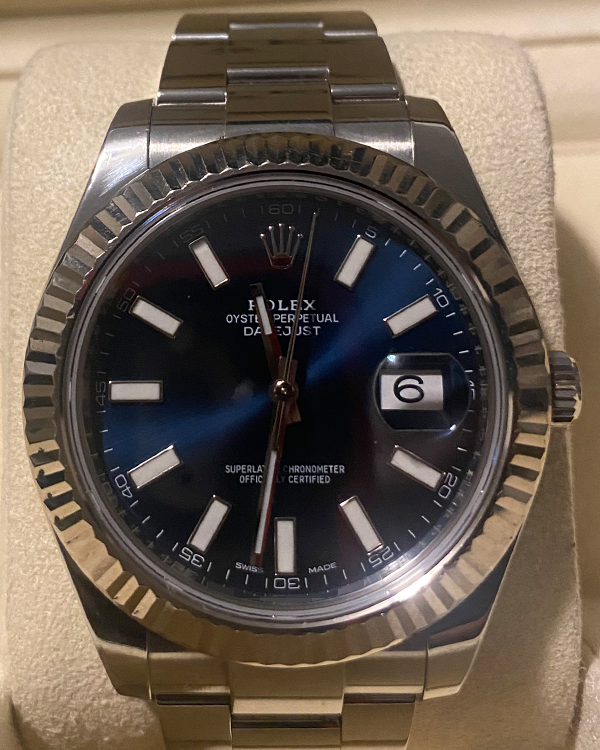 2017 Rolex Datejust II Steel Blue Index Dial (116334)