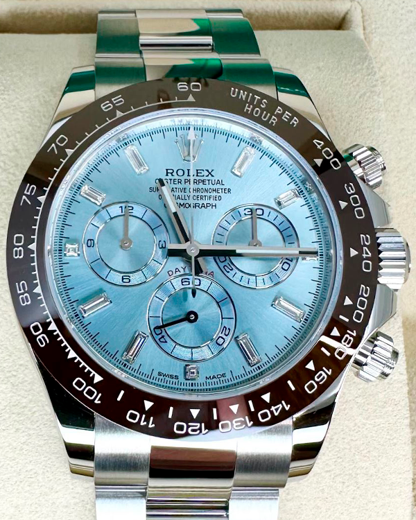 2021 Rolex Cosmograph Daytona 40MM Diamond Ice Blue Dial Platinum Oyster Bracelet (116506)