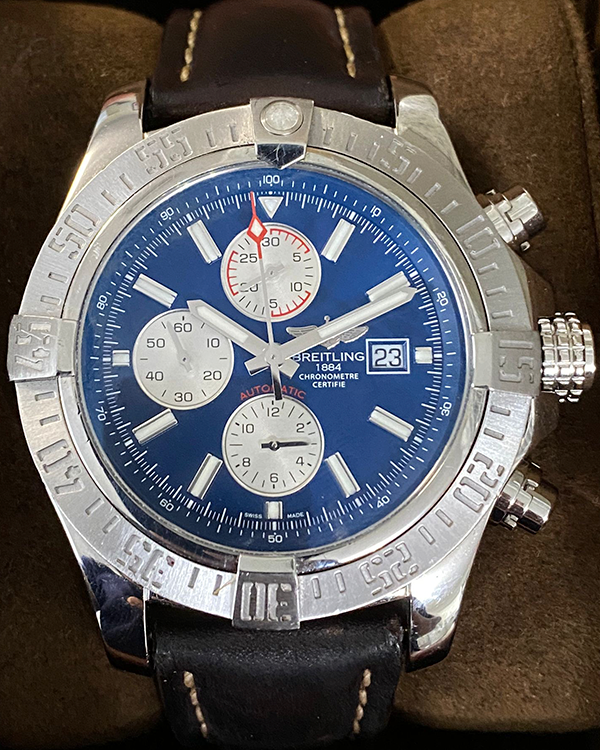 2018 Breitling Super Avenger II 48MM Blue Dial Leather Strap (A1337111/C871)