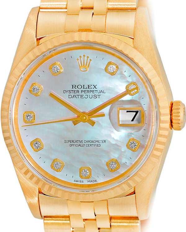 Rolex Datejust 36MM Mother Of Pearl Dial Yellow Gold Jubilee Bracelet (16238)