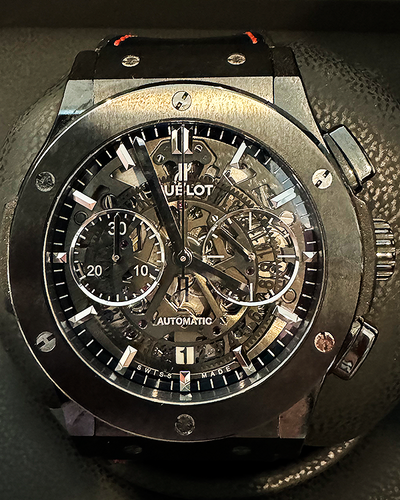 Hublot Classic Fusion Aerofusion 45MM Skeleton Dial Leather/Rubber Strap (525.CM.0170.LR)