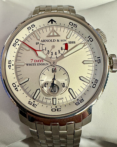 Arnold & Son White Ensign 44.5MM Silver Dial Steel Bracelet (1WEBS.S01A.K02B)