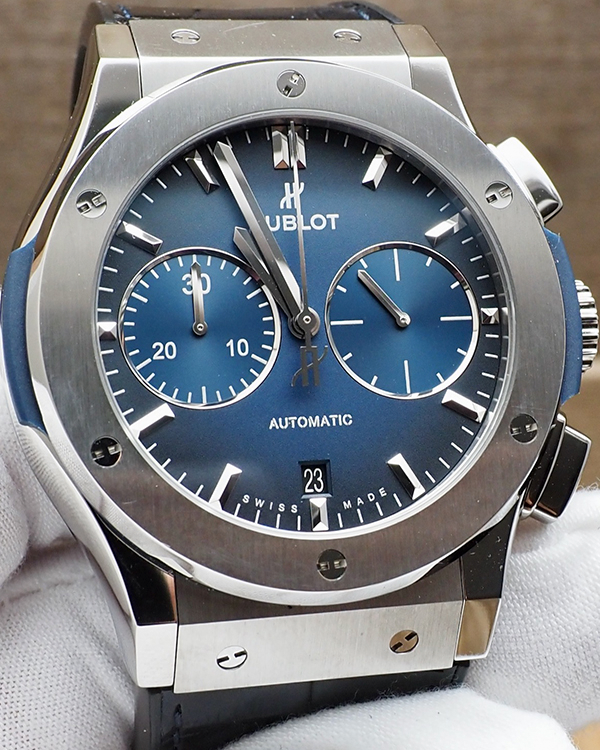 2022 Hublot Classic Fusion Chronograph 45MM Blue Dial Leather Strap (521.NX.6670.LR.JPN18)