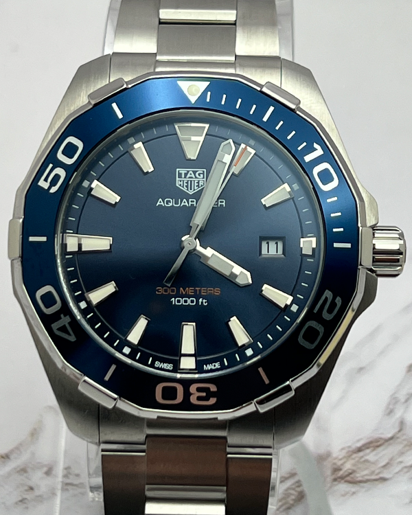 No Reserve - 2021 TAG Heuer Aquaracer 300M Quartz Steel Blue Dial (WAY101C.BA0746)