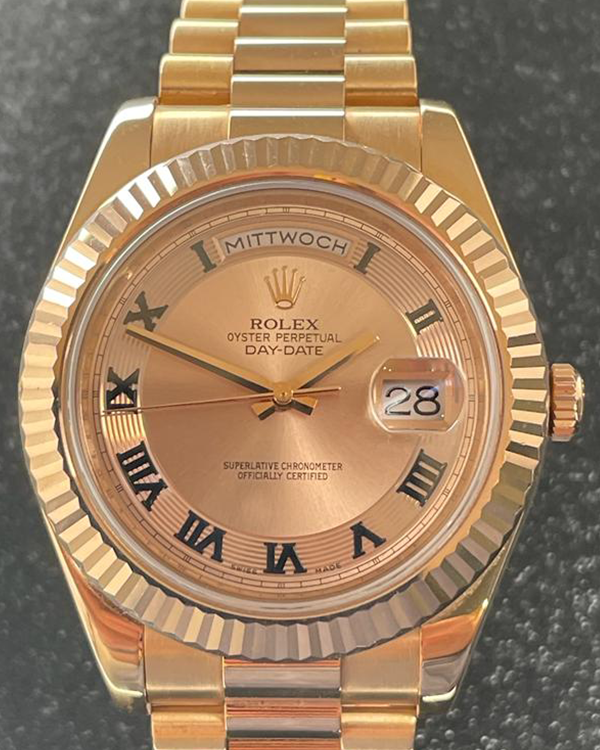 Rolex Day-Date II 41MM President Bracelet Everose Gold Rose Dial (218235)