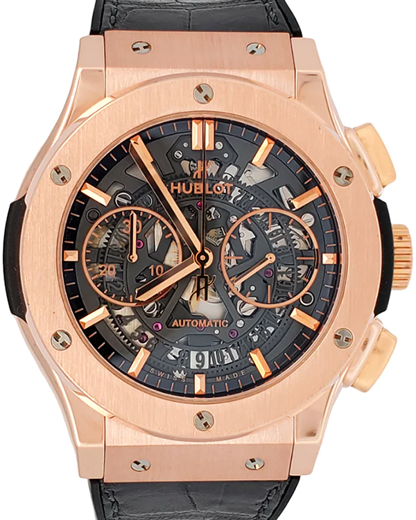 2015 Hublot Classic Fusion Aerofusion 45MM Skeleton Dial Rubber-Leather Strap (525.OX.0180.LR)