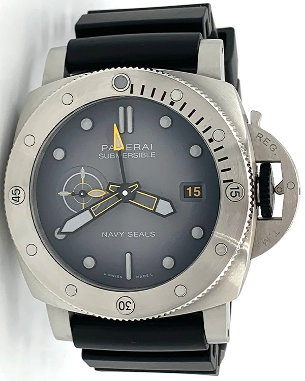 2022 Panerai Submersible GMT Navy Seals 44MM Steel Grey Dial Rubber Strap (PAM01323)