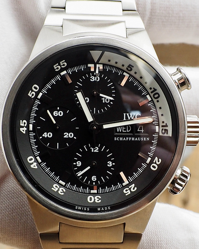 IWC Schaffhausen Aquatimer Chronograph 42MM Black Dial Steel Bracelet (IW371928)