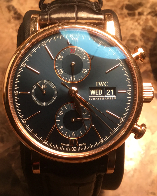 2022 IWC Schaffhausen Portofino Chronograph 42MM Blue Dial Leather Strap (IW391035)