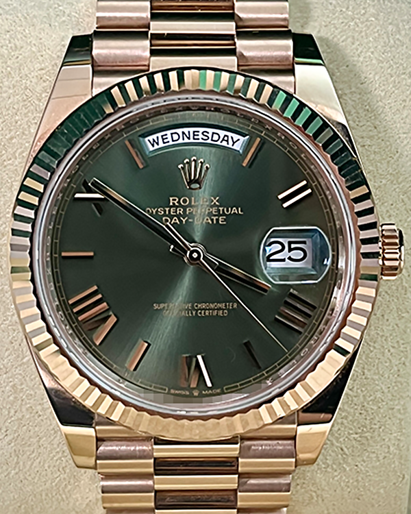 2021 Rolex Day Date 40MM Green Dial Rose Gold President Bracelet 2282 2021-rolex-day-date-40mm-green-dial-rose-gold-president-bracelet-2282