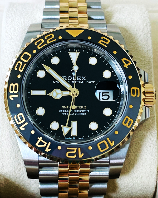 2023 Rolex GMT-Master II 40MM Black Dial Two-Tone Jubilee Bracelet (126713GRNR)