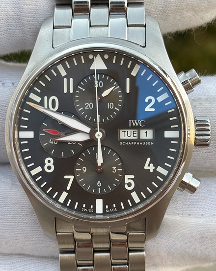 2016 IWC Pilot Chronograph Spitfire 43MM Grey Dial Steel Bracelet (IW377719)