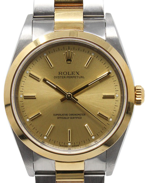 Rolex Oyster Perpetual 34MM Champagne Dial Two-Tone Oyster Bracelet (14203M)