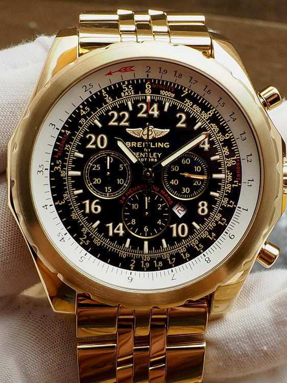 Breitling Bentley 48MM Black Dial Yellow Gold Bracelet (K22362)