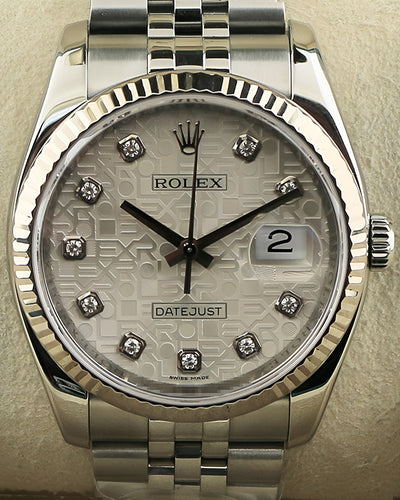 2010 (G Serial) Rolex Datejust 36MM Silver "Jubilee" Motif Dial Jubilee Bracelet (116234)