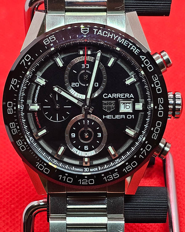 2018 TAG Heuer Carrera 43MM Black Dial Steel Bracelet (CAR201Z.BA0714)