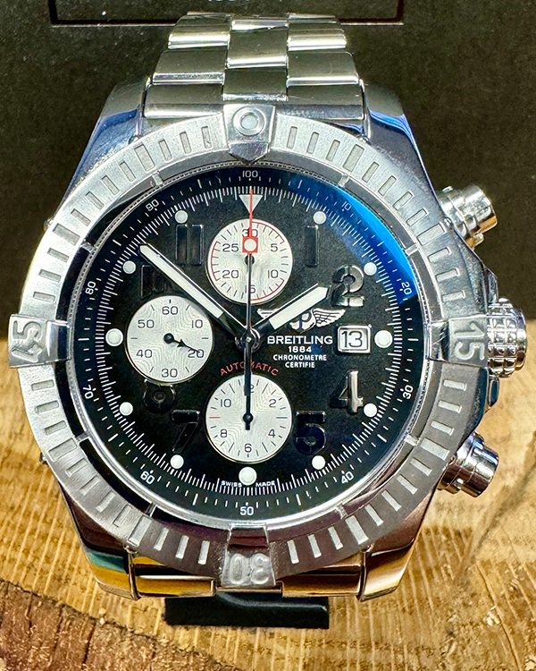 2012 Breitling Super Avenger 48MM Black Dial Steel Bracelet (A1337011/B973)