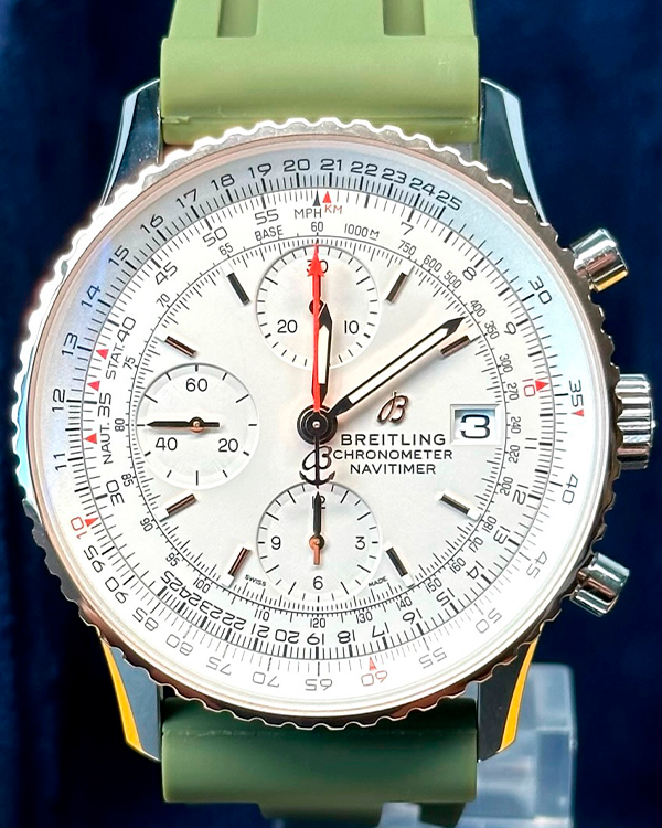 Breitling Navitimer 01 Chronograph 41MM White Dial Green Rubber Strap (U13324)