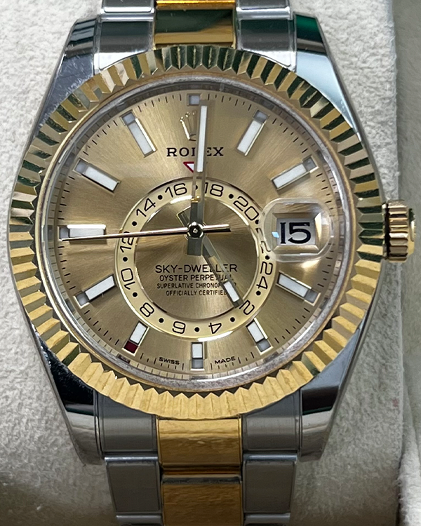 2019 Rolex Sky-Dweller 42MM Champagne Dial Two-Tone Oyster Bracelet (326933)