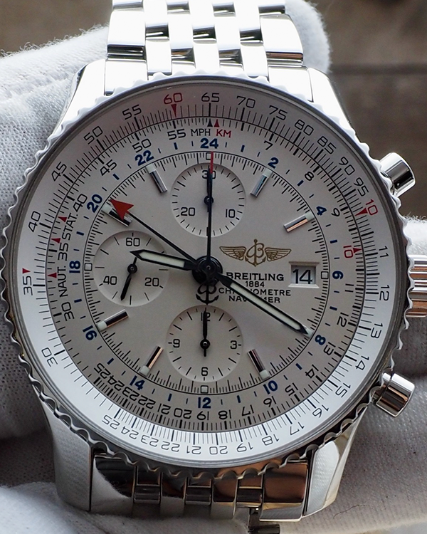 Breitling Navitimer World 46MM Silver Dial Steel Bracelet (A24322)