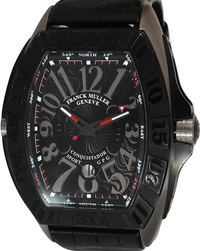 Franck Muller Conquistador Sport GPG 48MM Black Dial Leather Strap (9900 SC DT GPG)