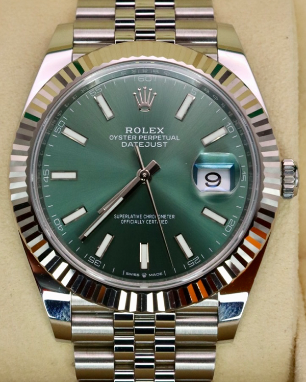 2023 Rolex Datejust 41MM Jubilee Bracelet Oystersteel and White Gold Mint Green Dial (126334)