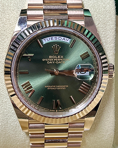 2021 Rolex Day-Date 40MM Green Dial Rose Gold President Bracelet (228235)