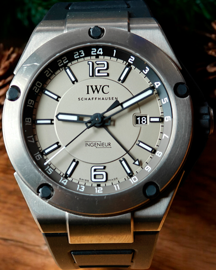 IWC Schaffhausen Ingenieur Dual Time 45MM Grey Dial Rubber Strap (IW326403)