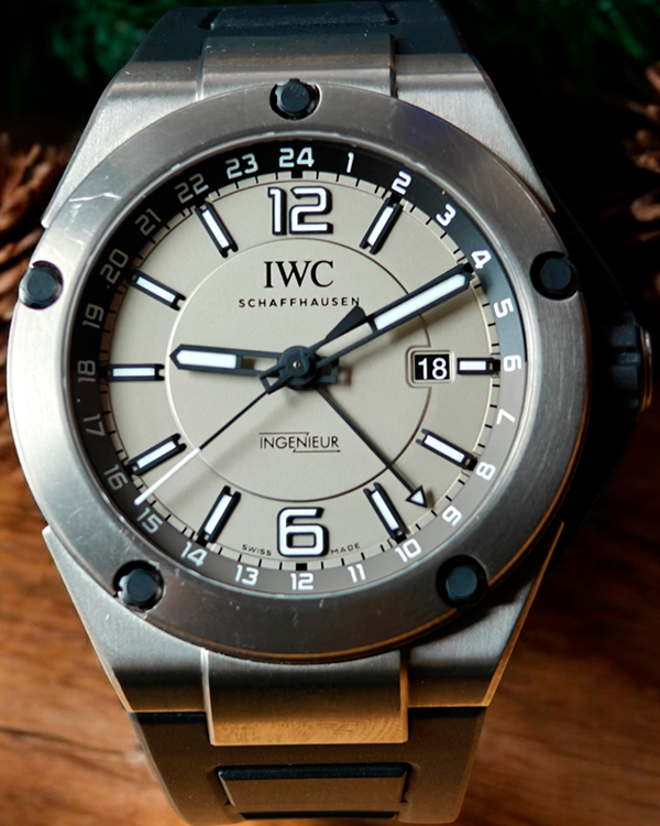 IWC Schaffhausen Ingenieur Dual Time 45MM Grey Dial Rubber Strap (IW326403)