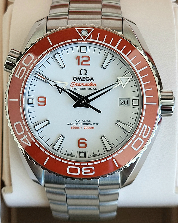 No Reserve - Omega Seamaster Planet Ocean "Creamsicle" 43.5MM White Dial Steel Bracelet (215.30.44.21.04.001)