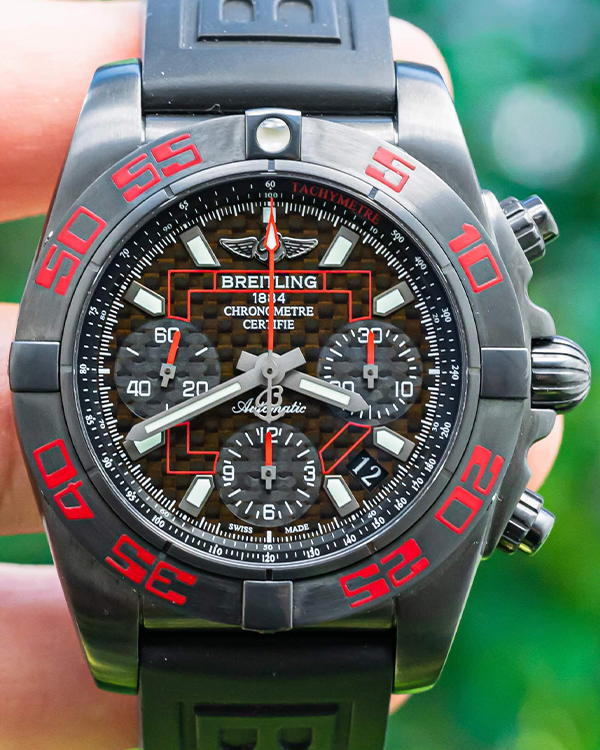 Breitling Chronomat "Raven" Limited Edition 41MM Carbon Fiber Black Dial Rubber Strap (MB0141B8/BD57)