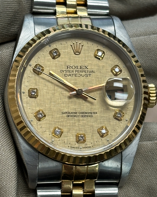 Rolex Datejust Vintage 36MM Champagne Diamond Dial Two-Tone Jubilee Bracelet (16233)