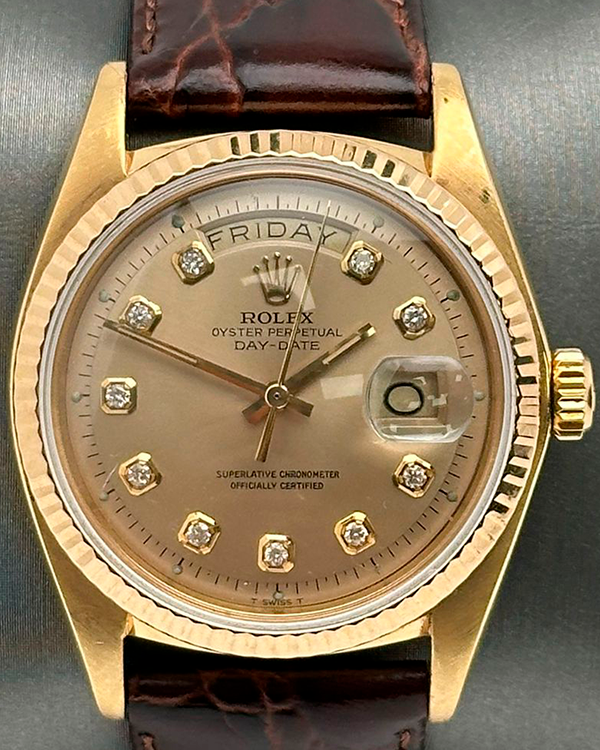 Rolex Day-Date Vintage 36MM Champagne Dial Aftermarket Leather Strap ...