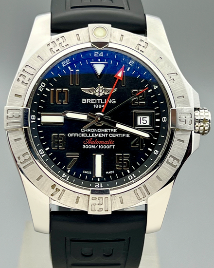 No Reserve - 2019 Breitling Avenger II GMT 43MM Black Dial Rubber Strap (A3239011/BC34)