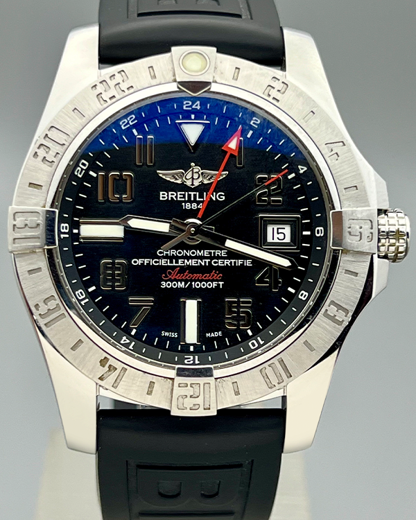 No Reserve - 2019 Breitling Avenger II GMT 43MM Black Dial Rubber Strap (A3239011/BC34)