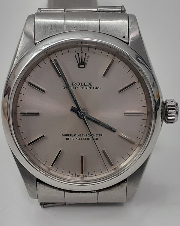 1968 Rolex Oyster Perpetual 34MM Silver Dial Oyster Bracelet (1002)