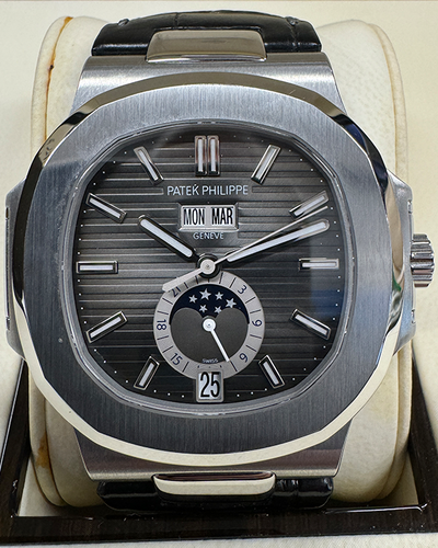 2011 Patek Phillipe Nautilus 40.5MM Black Dial Leather Strap (5726A-001)