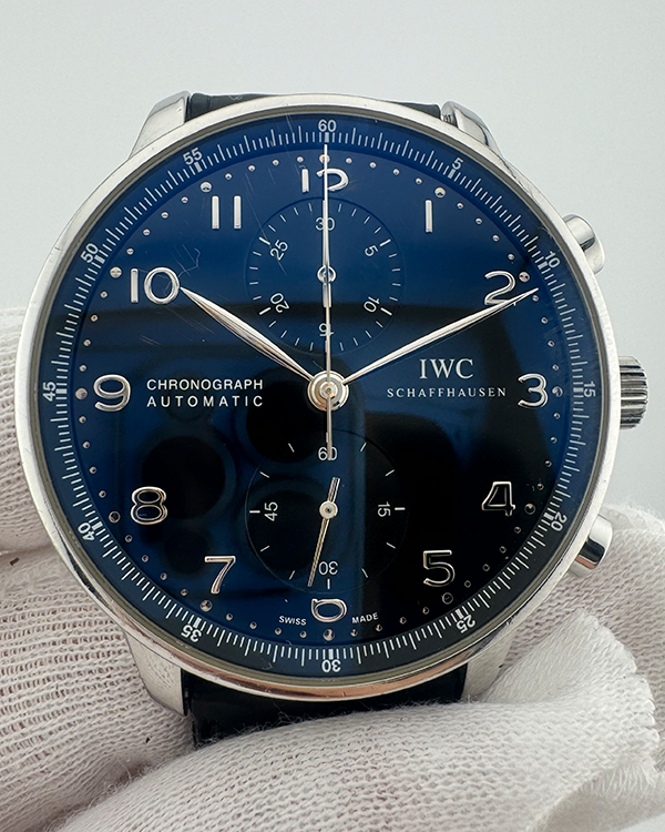 IWC Schaffhausen Portuguese Chronograph 41MM Blue Dial Leather Strap (IW371438)