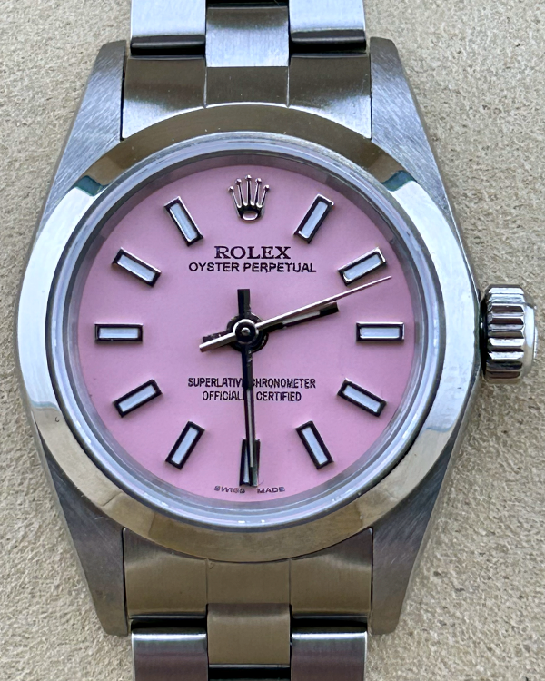 Rolex Oyster Perpetual 24MM Aftermarket Candy Pink Dial Oyster Bracelet (76080)