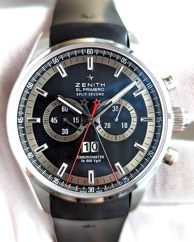 2012 Zenith El Primero Rattrapante 44MM Black Dial Rubber Strap (03.2050.4026)