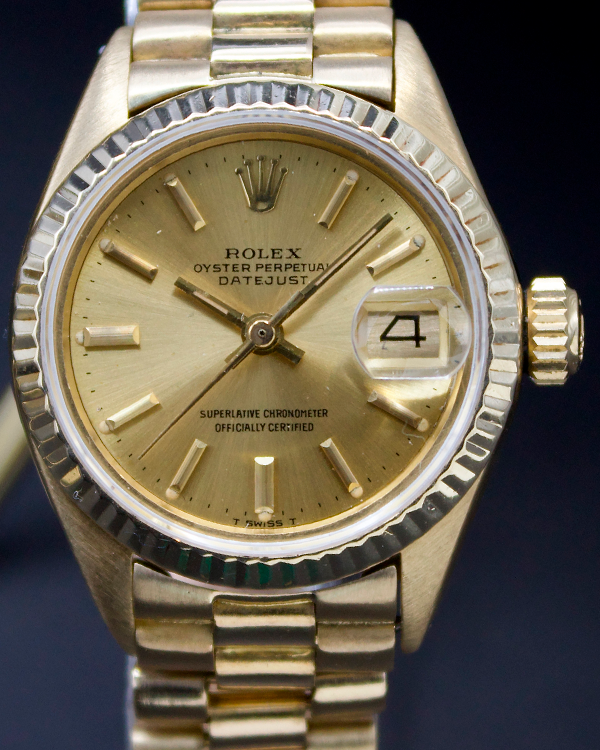 Rolex Lady-Datejust 26MM Champagne Dial Yellow Gold President Bracelet (6917)